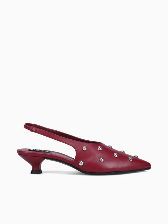 Eros Studs Burgundy Leather Pumps
