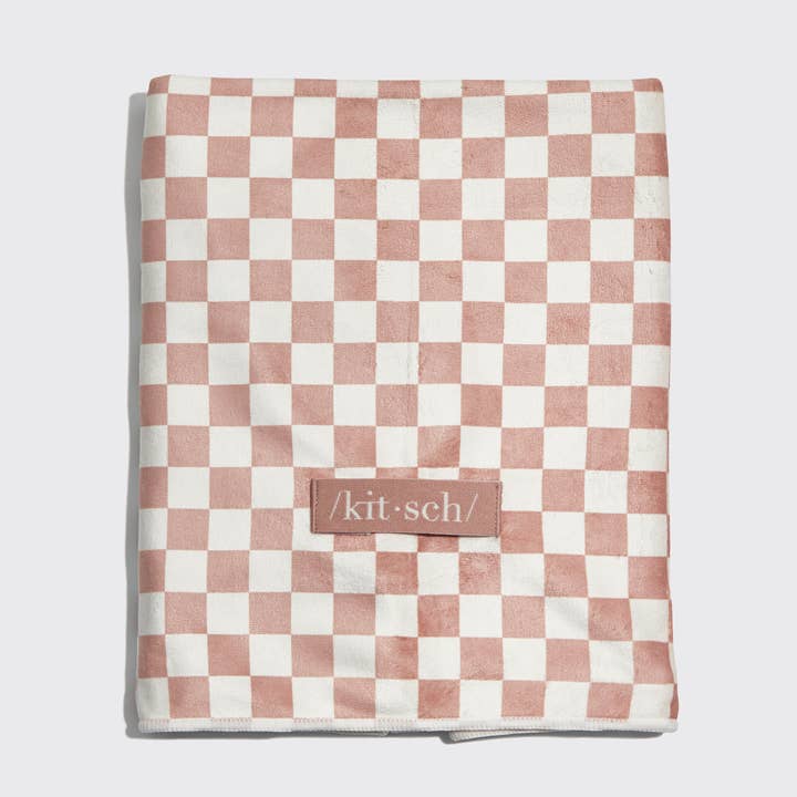Dry Hair Towel Wrap - Terracotta Checker