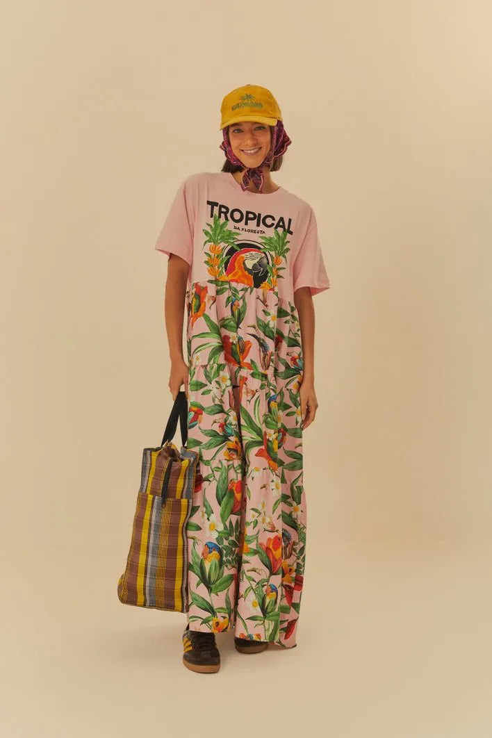 Vestido Cropped Tropical Da Floresta