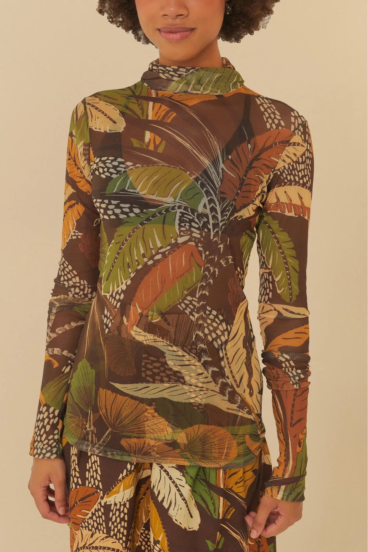 Blusa Gola Tule Floresta Sketch