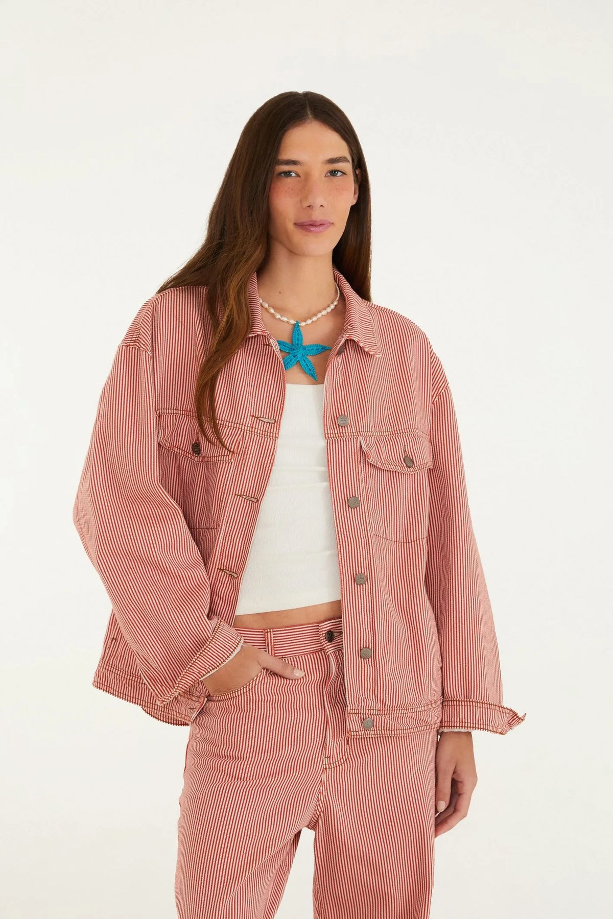 JAQUETA SARJA LISTRA BURBURINHO