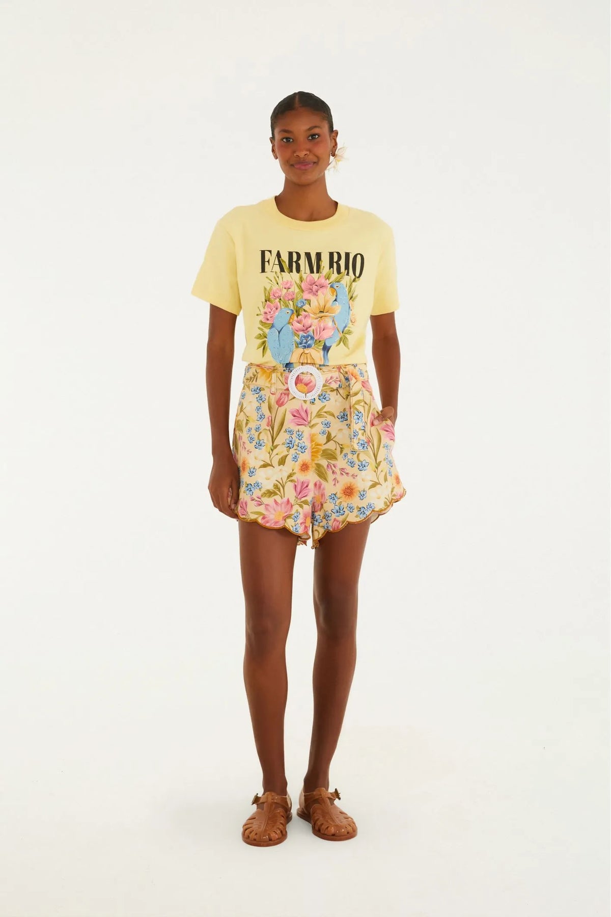 SHORT SARJA FLORAL MARI