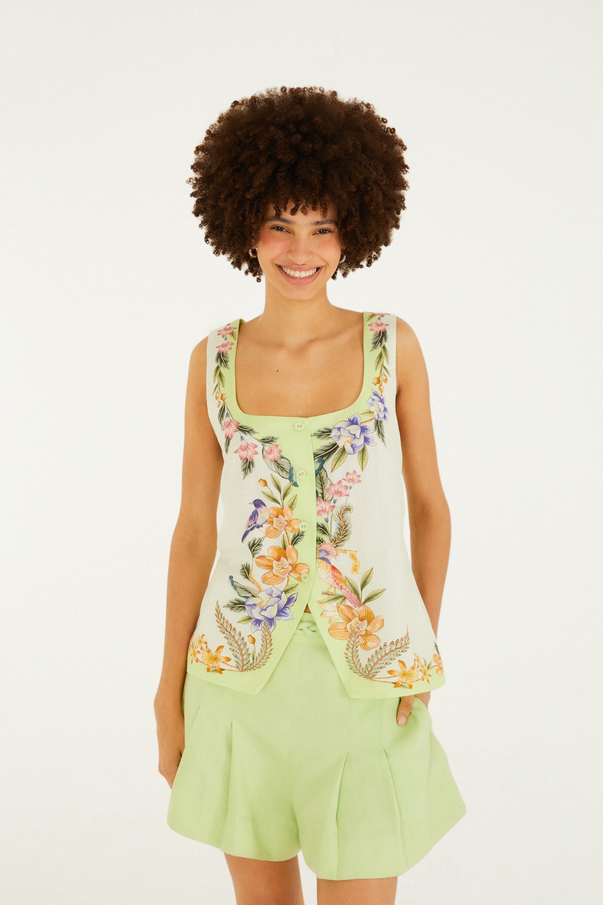 Chaleco Estampado floral natural