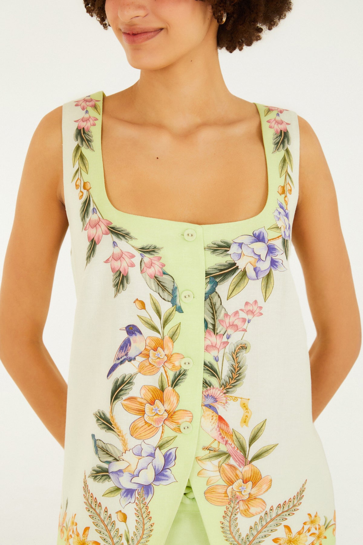 Chaleco Estampado floral natural