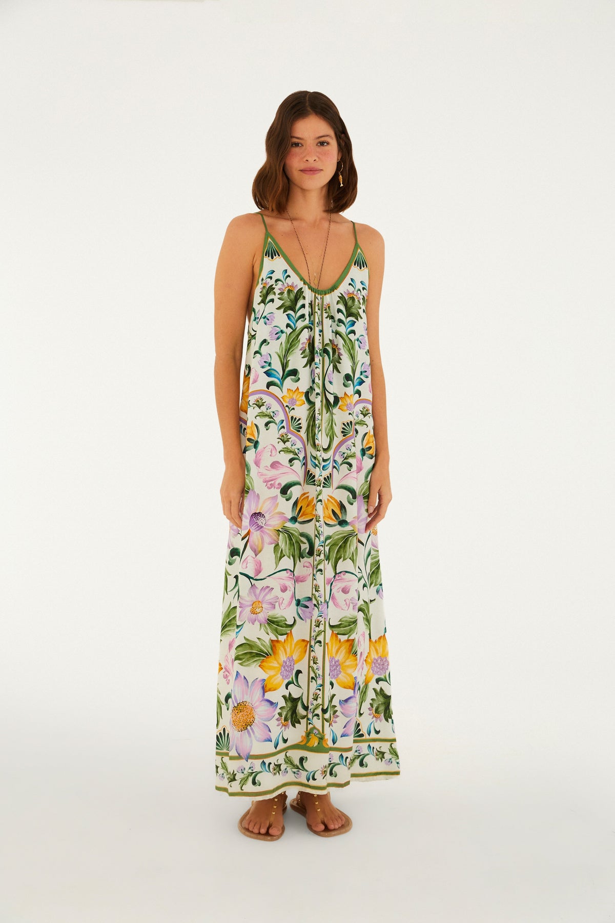 Vestido Maxi Estampado Azulejaria