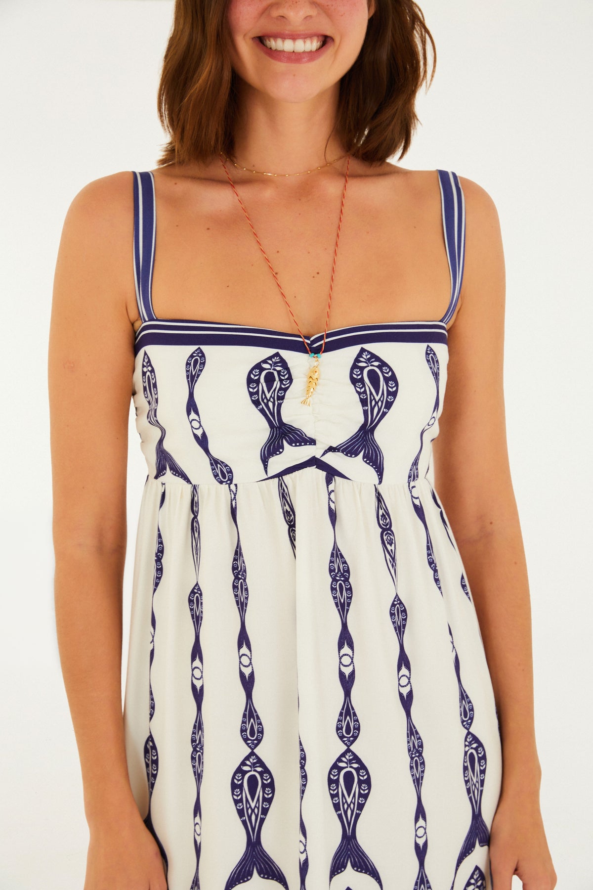 Vestido Maxi Estampado Peces y Corriente