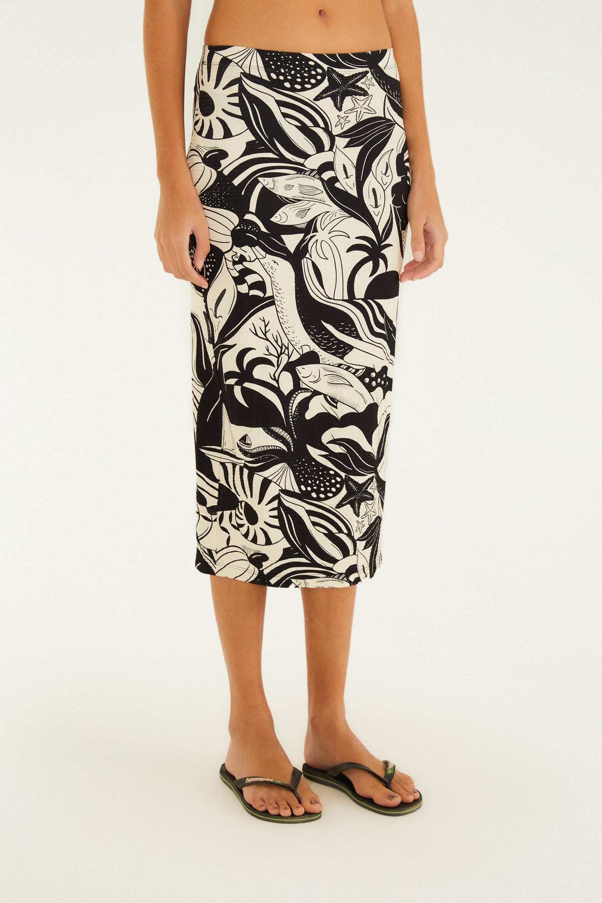 Falda Midi Estampado Festa de Mar