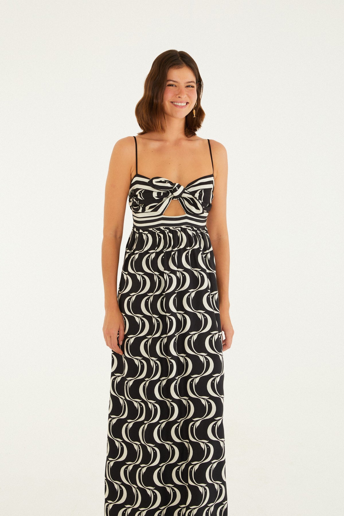 Vestido Nudo Estampado Peces