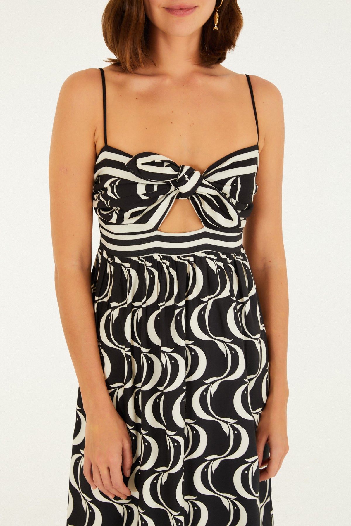 Vestido Nudo Estampado Peces