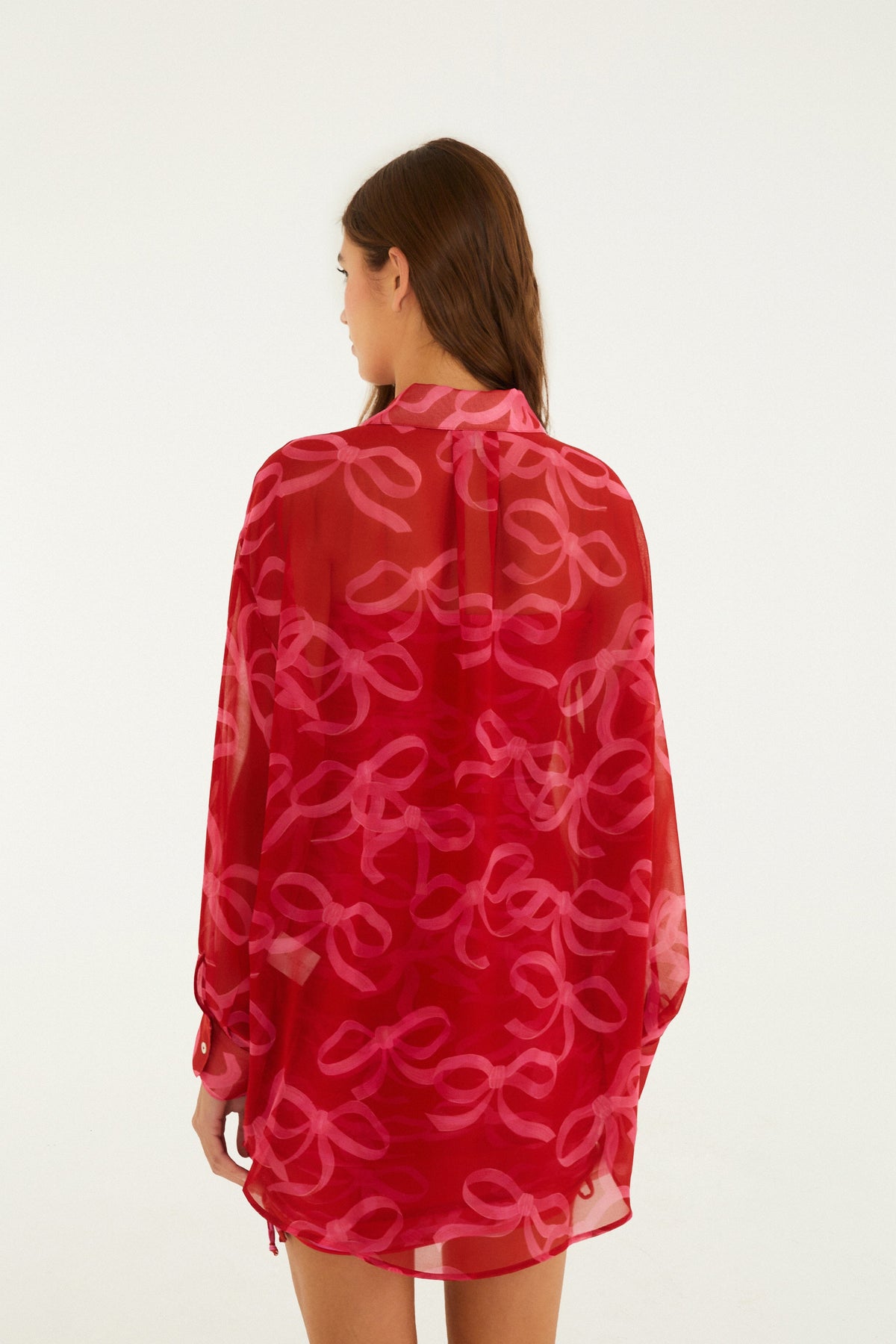 Camisa de Botones con Estampado de Lazo