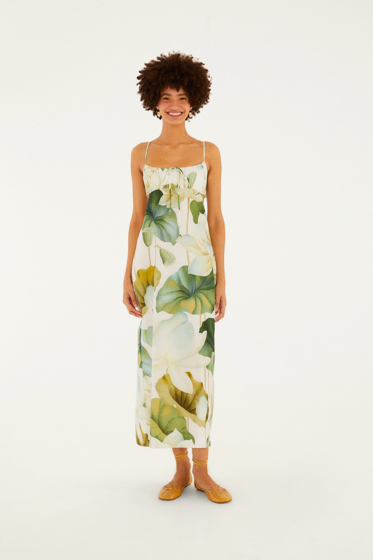 VESTIDO MAXI ESTAMPADO FLOR DE LÓTUS