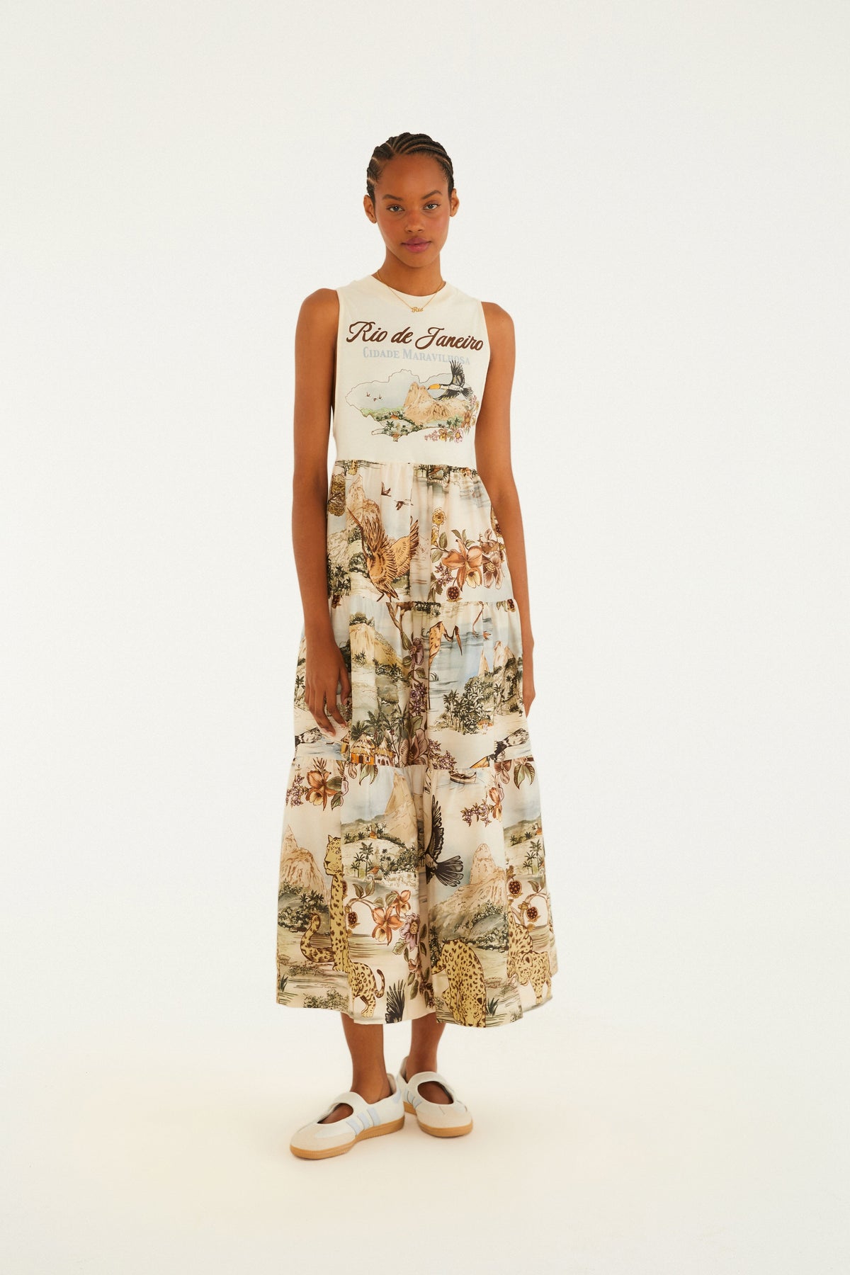 VESTIDO MAXI ESTAMPADO MAPA RIO