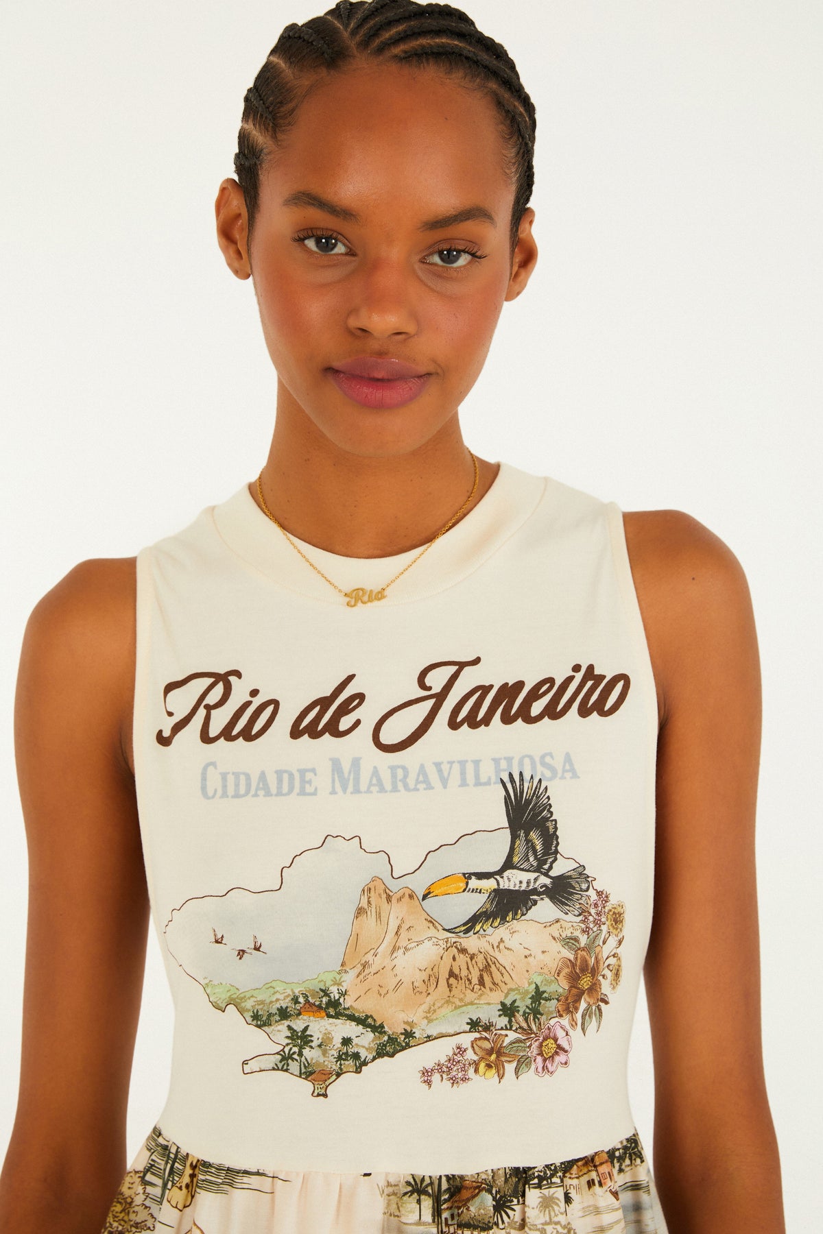 VESTIDO MAXI ESTAMPADO MAPA RIO