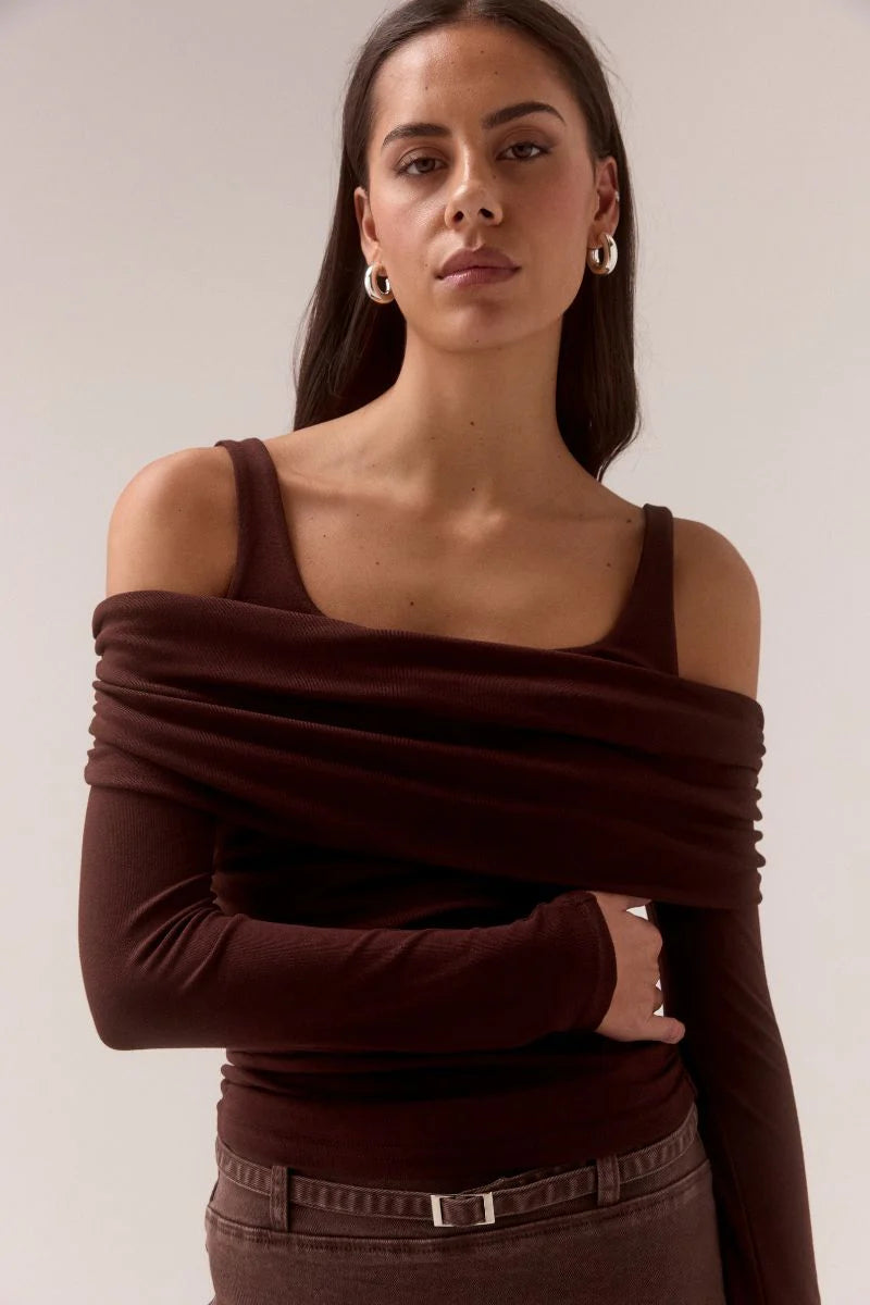 ELAIAN LONG-SLEEVE TOP - RAISIN