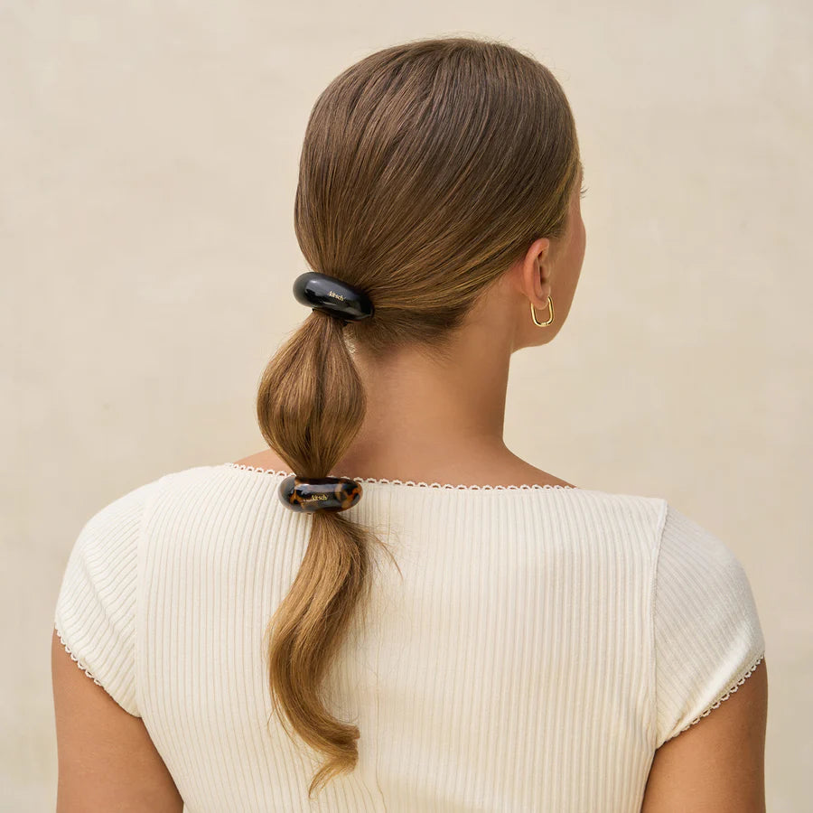 Recycled Plastic Medium Cloud Cuffs 2pc Set - Black & Tort