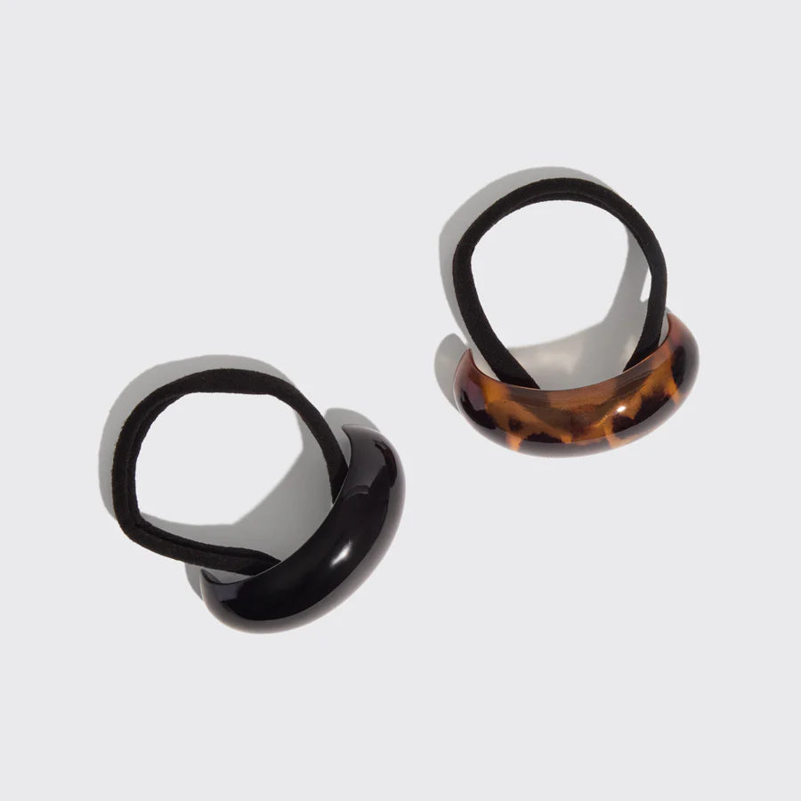 Recycled Plastic Medium Cloud Cuffs 2pc Set - Black & Tort