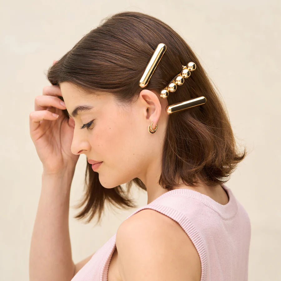 Metal Barrettes 2pc Set - Gold