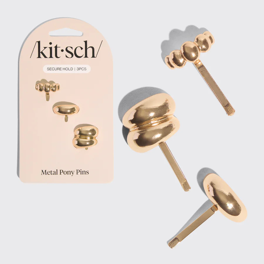 Metal Pony Pins 3pc Set - Gold
