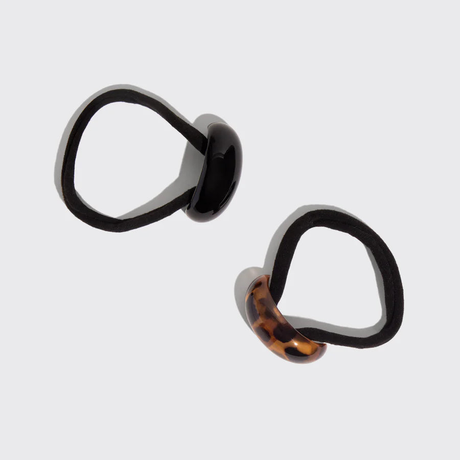 Recycled Plastic Small Cloud Cuffs 2pc Set - Black & Tort