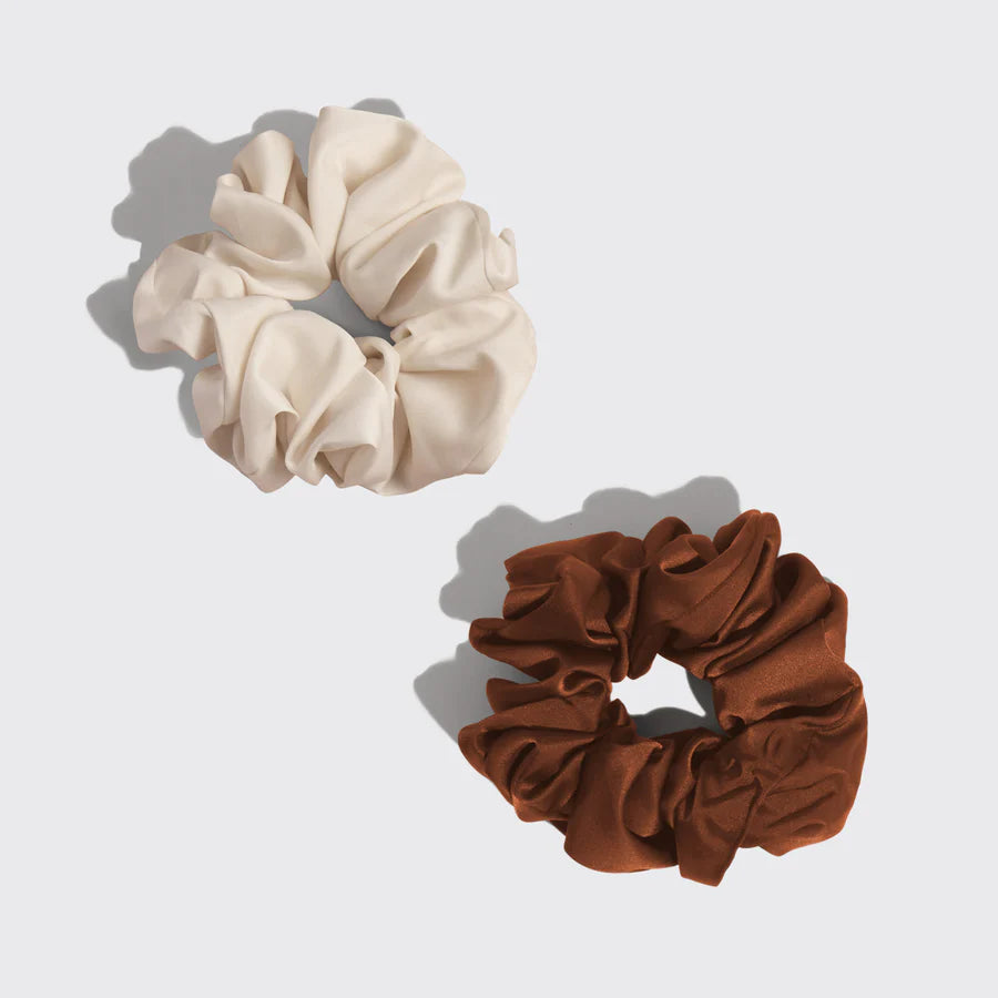 Recycled Fabric Oversized Scrunchies 2pc Set - Cream & Came