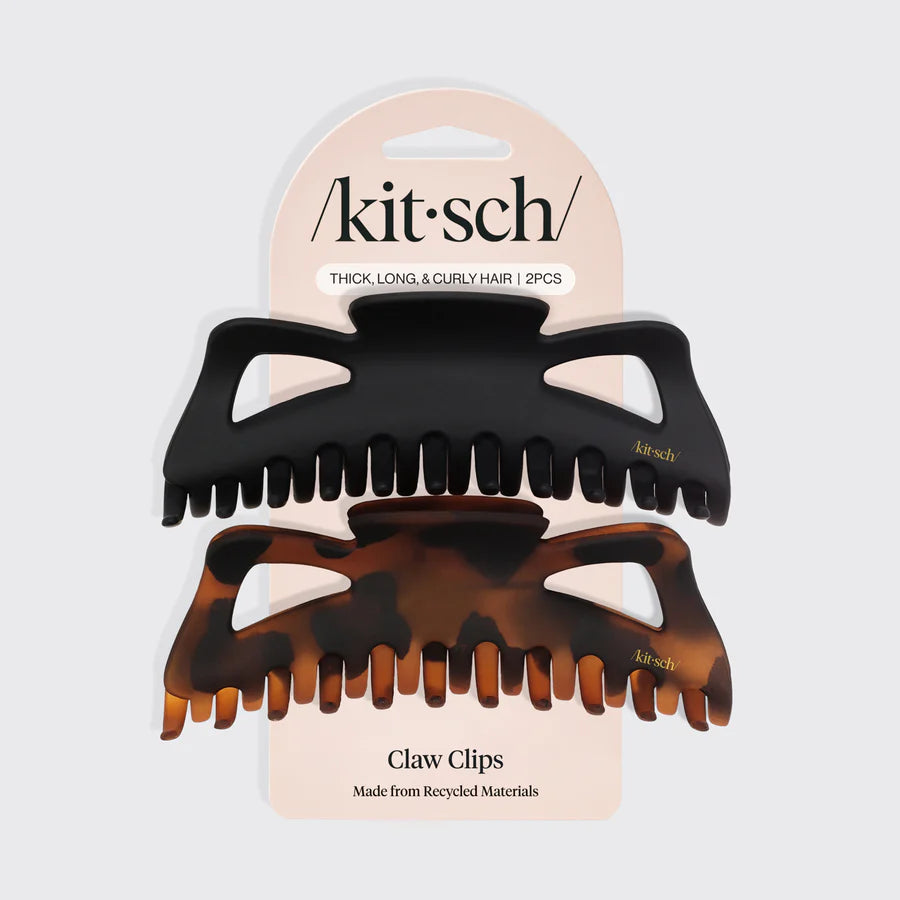Recycled Plastic Jumbo Classic Assorted Claw Clips 3pc Set - Black and Tort