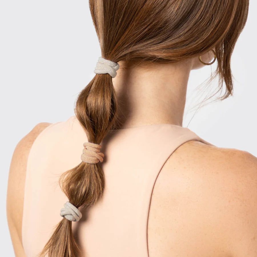 Recycled Nylon Glitter Hair Elastics 12pc Set - Neutral