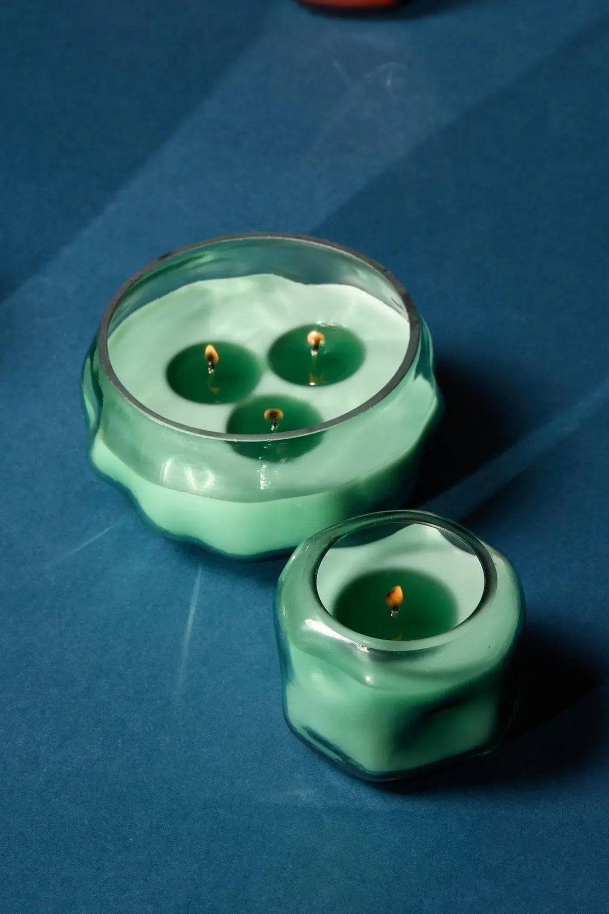 Basalt Turquoise 10 Oz Organic Shaped Tinted Glass with Lid