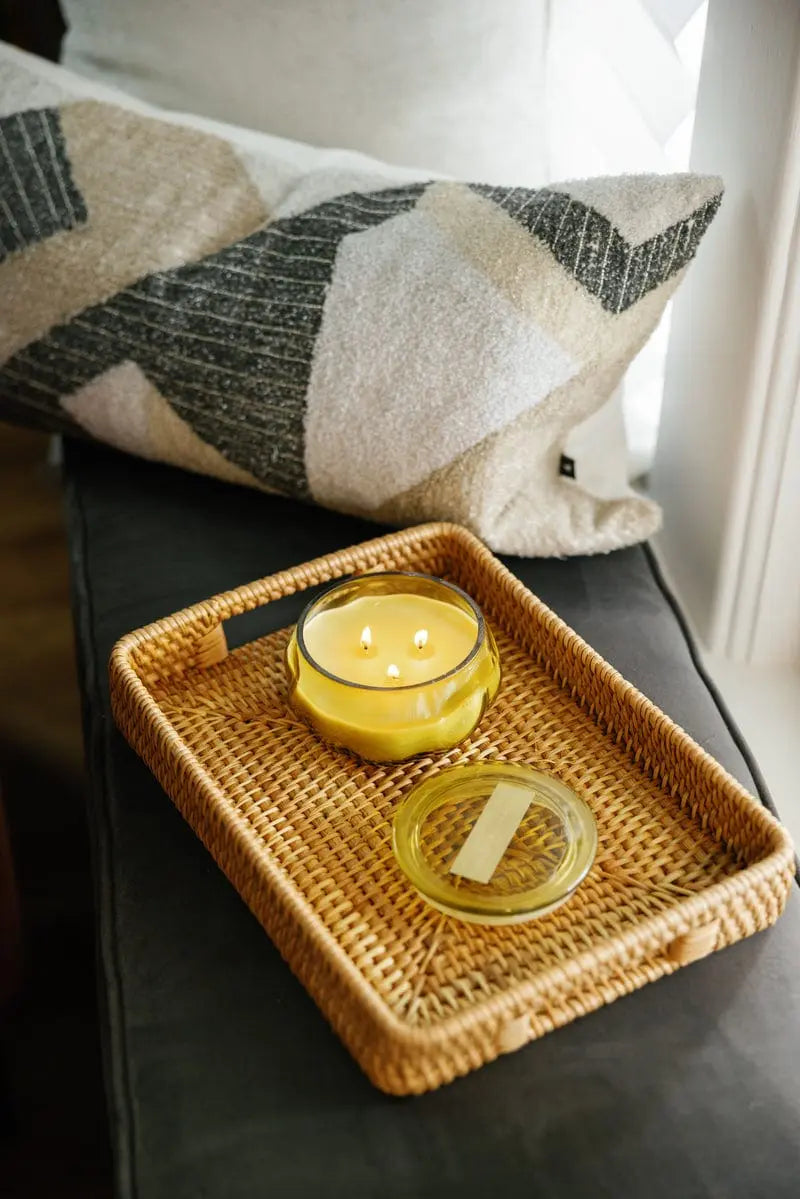 Basalt Yellow 10 Oz Organic Shaped Tinted Glass with Lid