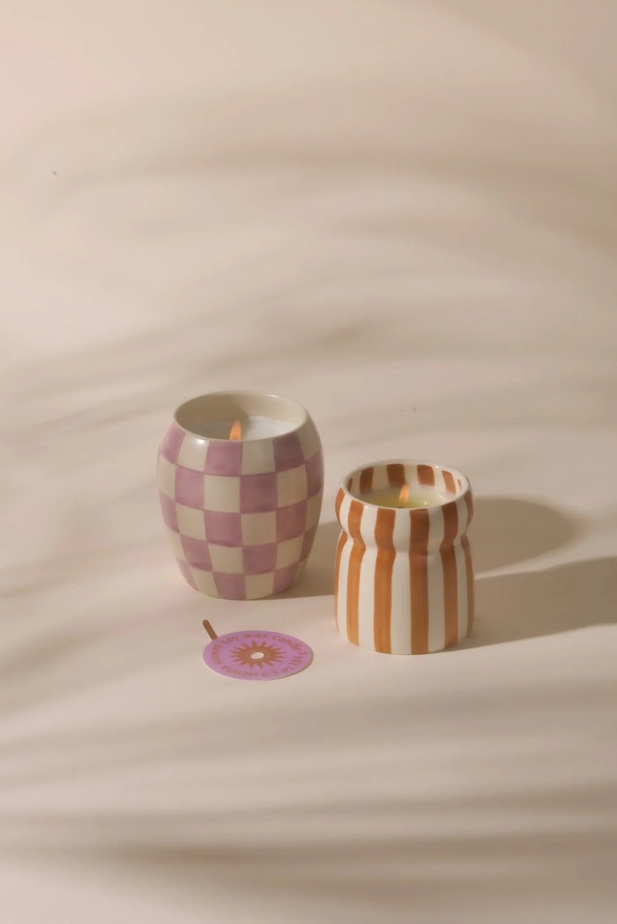 6.5 Oz Cabana Rust Striped Hand Painted Ceramic with Dustcover - Sienna Sunset