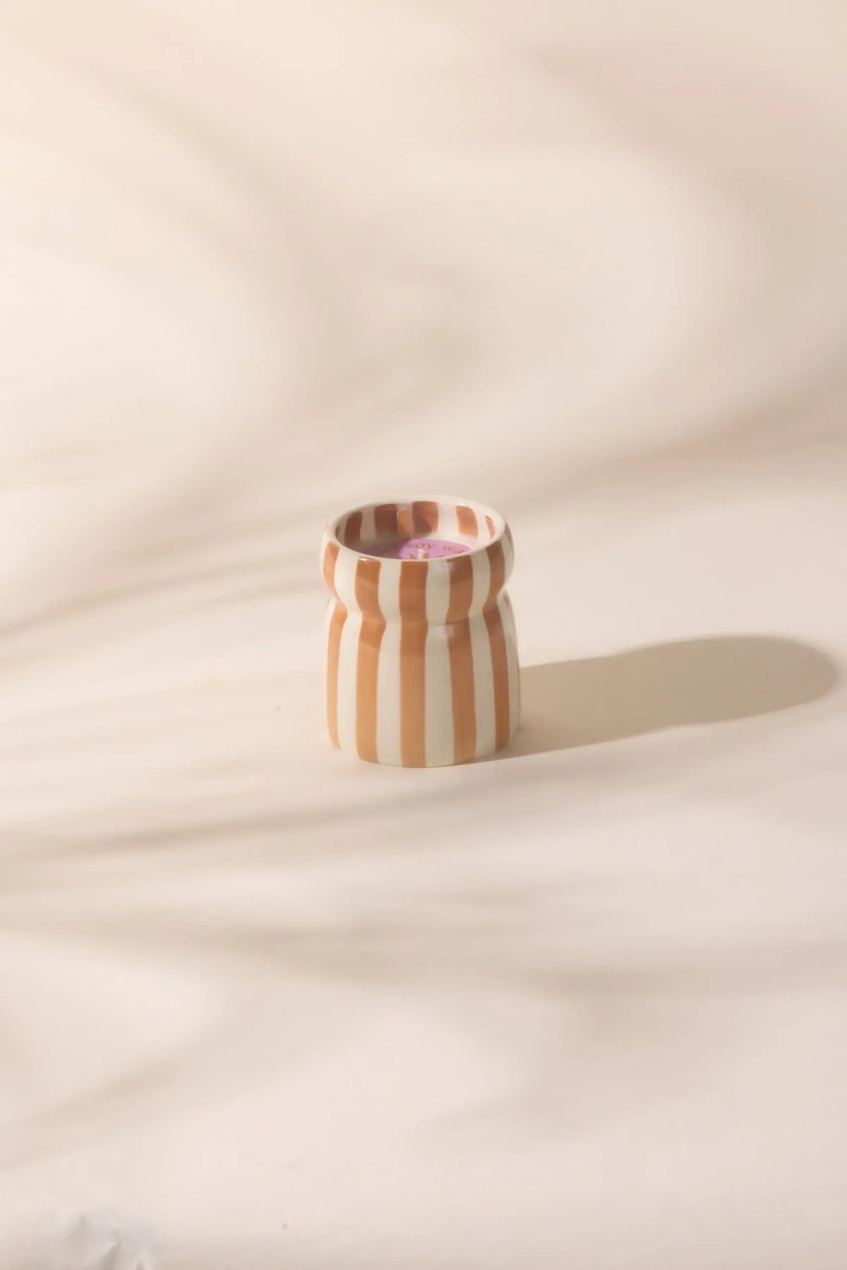 6.5 Oz Cabana Rust Striped Hand Painted Ceramic with Dustcover - Sienna Sunset