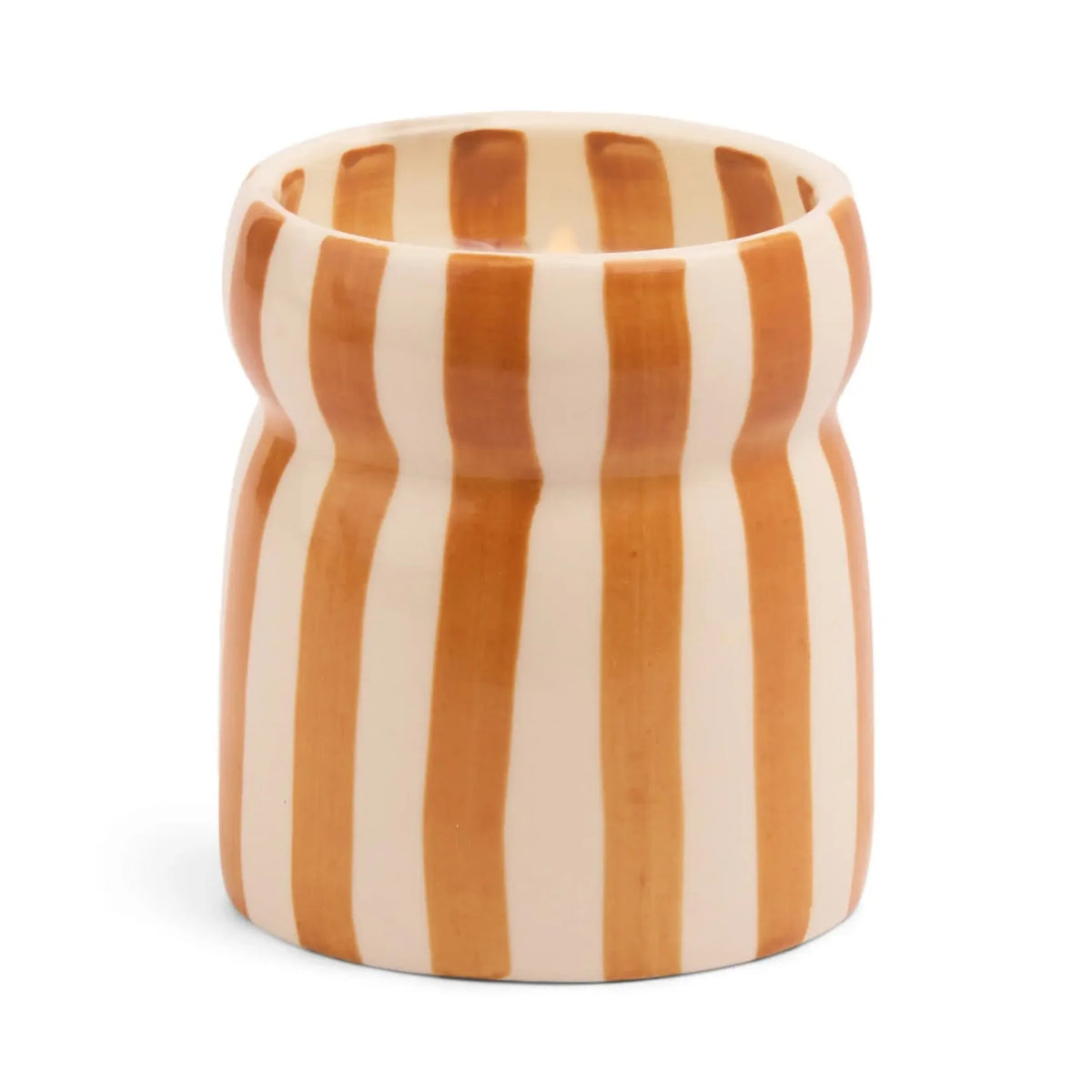 6.5 Oz Cabana Rust Striped Hand Painted Ceramic with Dustcover - Sienna Sunset