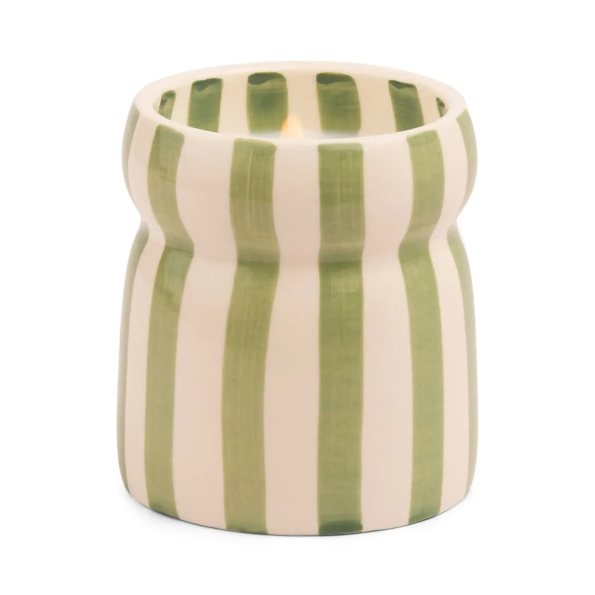 6.5 Oz Cabana Sage Striped Hand Painted Ceramic with Dustcover - Bora Bora