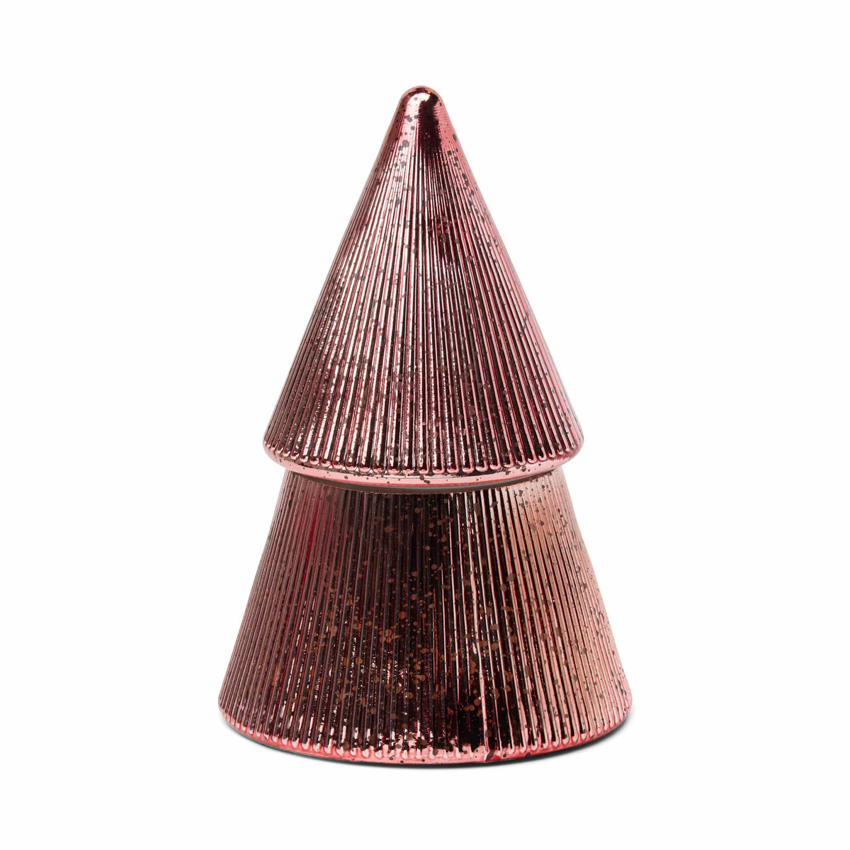 7 Oz Pink Ribbed Mercury Stacked Tree Candle with Lid