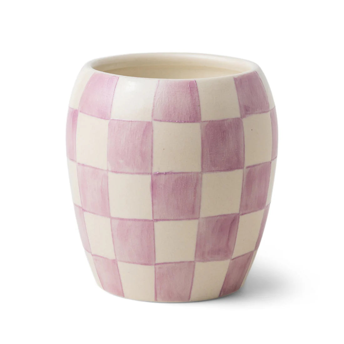 Checkmate 11 Oz Lilac Checkered Porcelain Vessel - Lavender Mimosa