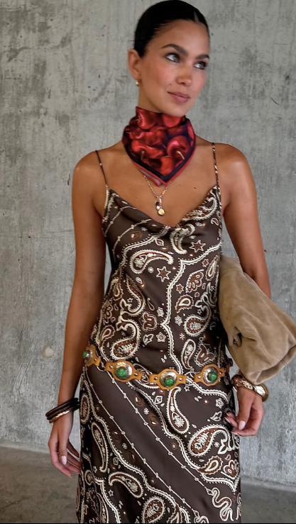 Brown Bandana Patti Dress