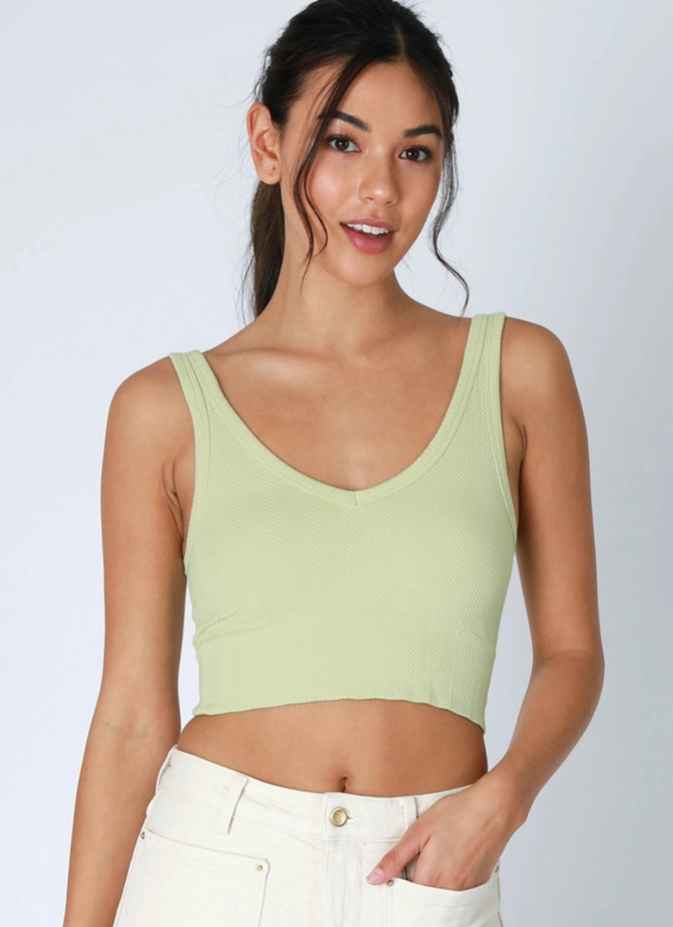 Reversible Herringbone Crop Top