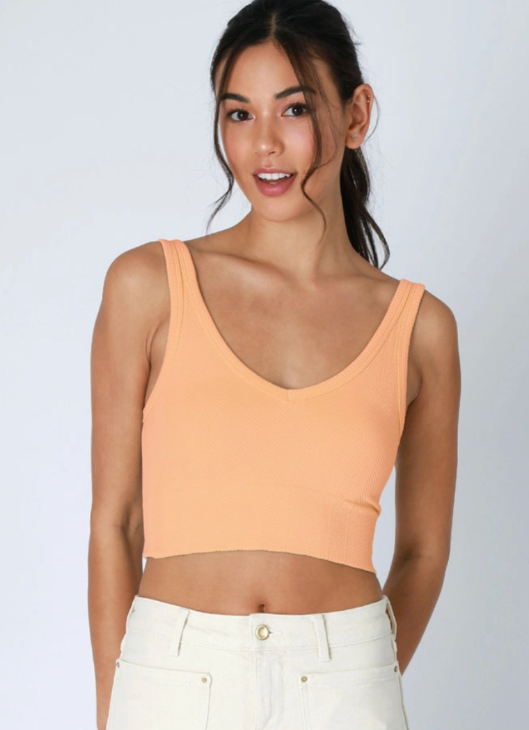 Reversible Herringbone Crop Top