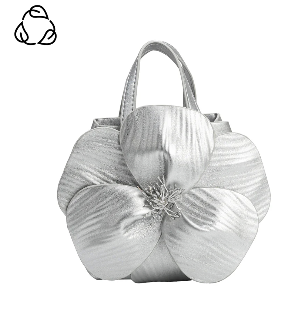 Monroe Silver Flower Top Handle Bag