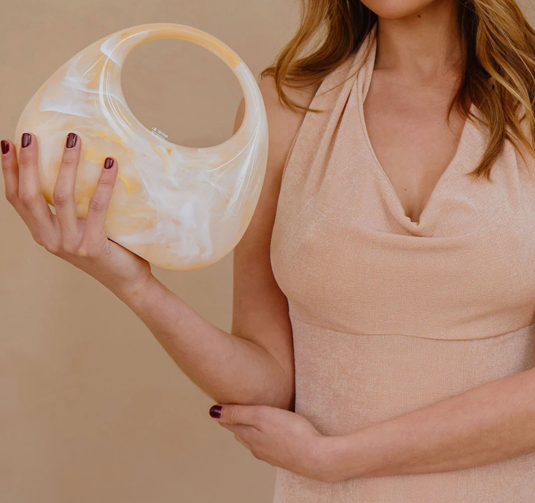 Maribel Natural Marble Top Handle Bag