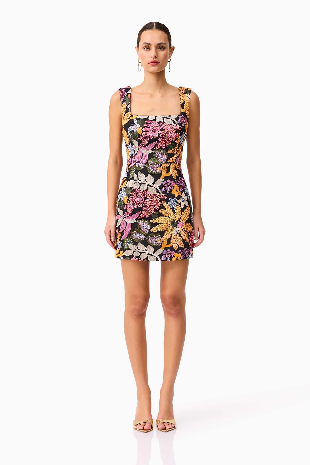 Kiran Party Mini Dress in Orange Floral