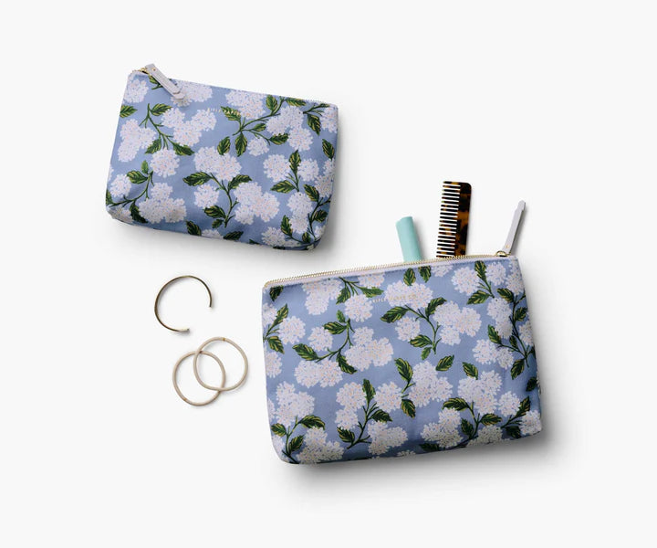 Hydrangea Zippered Pouch Set