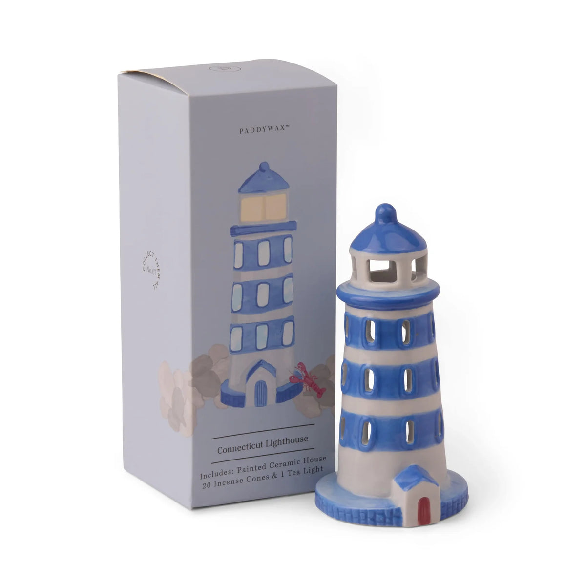Lighthouse Style Incense & Tea Light Holder Ceramic