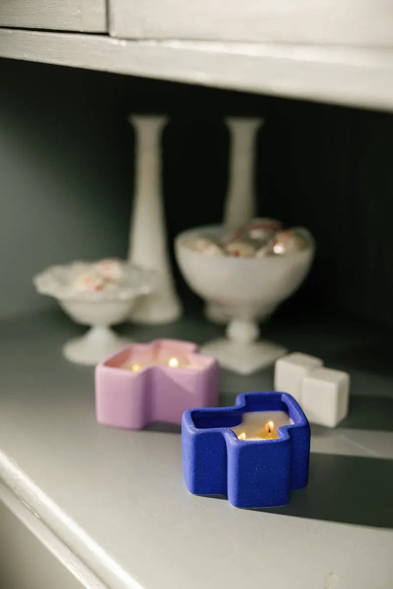 Boxed Set of 2 Jigsaw 4 Oz Candles - Cobalt and Lavender