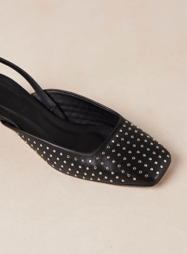 Lindy Studs Black Leather Pumps