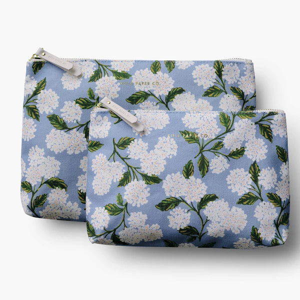 Hydrangea Zippered Pouch Set