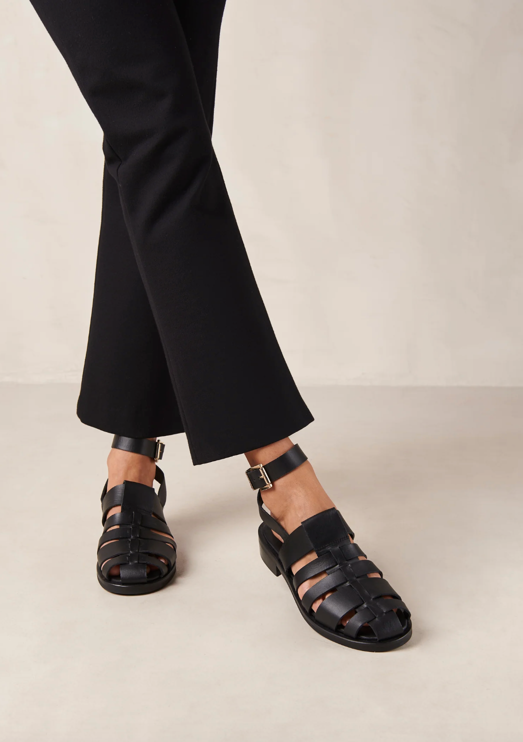 Perry Black Leather Sandals