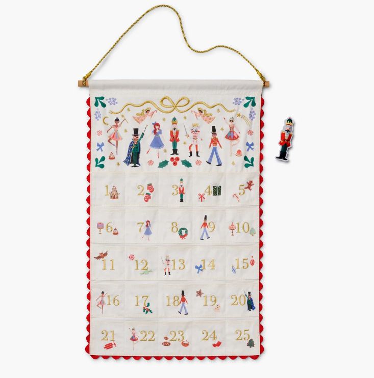 Nutcracker Embroidered Hanging Advent Calendar