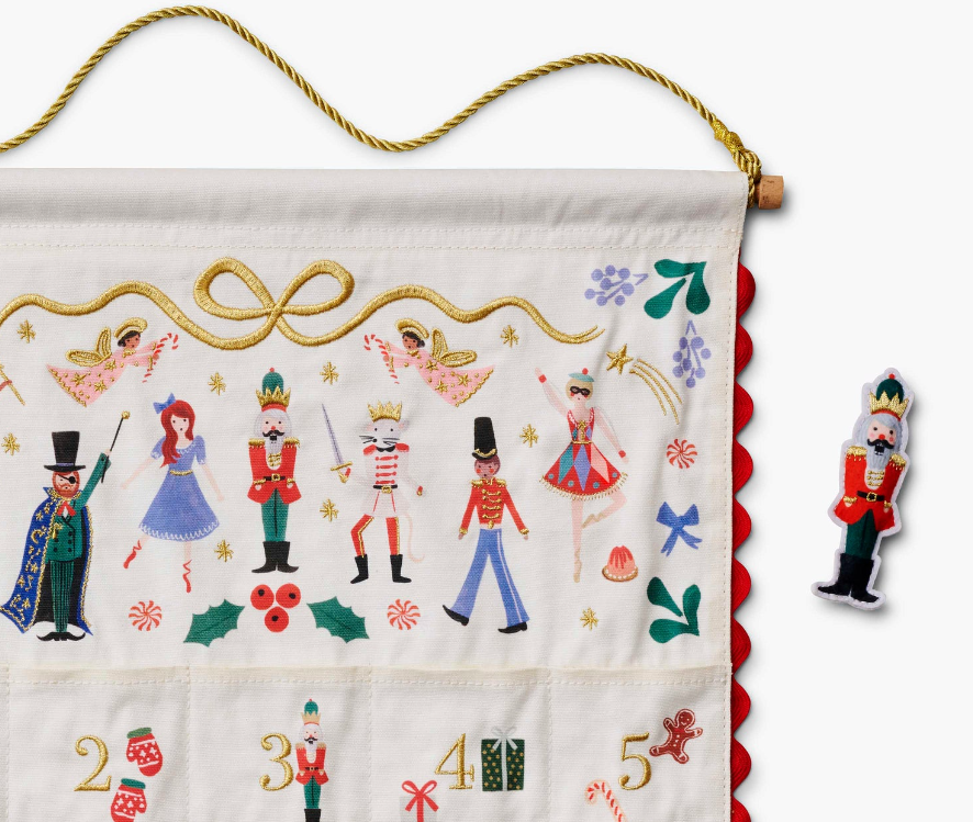 Nutcracker Embroidered Hanging Advent Calendar