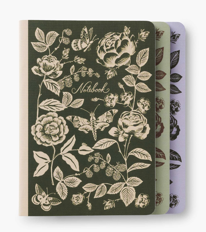 Assorted Set of 3 English Rose Notebooks