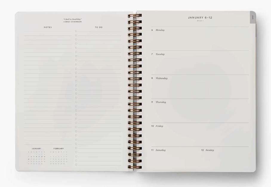 2025 Roses 12-Month Softcover Spiral Planner